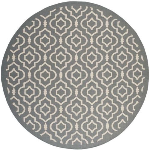Safavieh Courtyard Anthracite Indoor Outdoor Rug - Round 5'3"