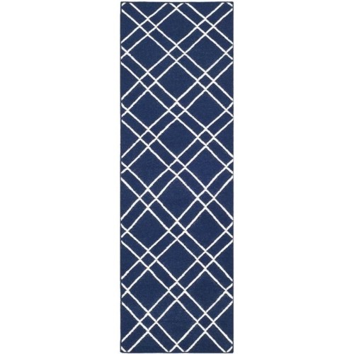 Safavieh Dhurries Navy Contemporary Rug - Runner 2'6" x 6'
