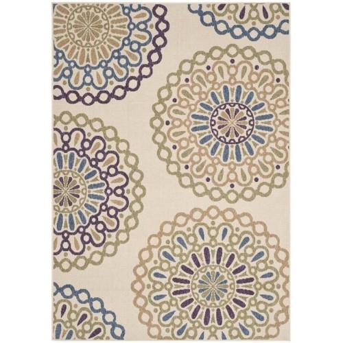 Tapis d’extérieur crème Veranda de Safaeh - 5 pi 3 po x 7 pi 7 po