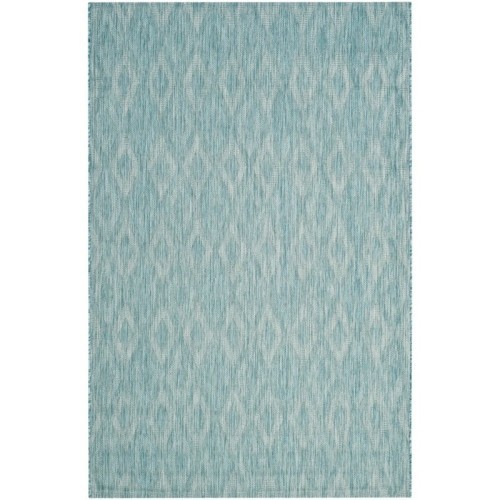 Safavieh Courtyard 4' X 5'7" Power Loomed Rug in Aqua and Aqua