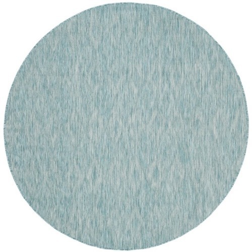 Safavieh Courtyard 4' X 5'7" Power Loomed Rug in Aqua and Aqua