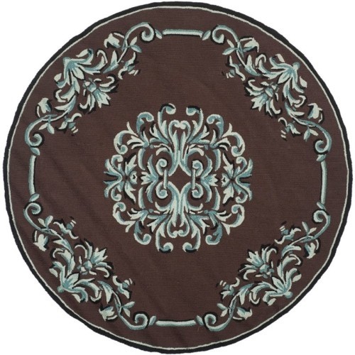 Safavieh DuraRug 6' Round Hand Hooked Polypropylene Rug in White