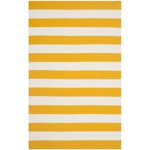 SAFAVIEH  Montauk 2'3" X 8' Hand Woven Cotton Rug In Yellow And Ivory