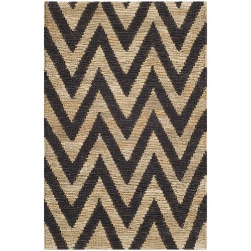 SAFAVIEH  Organica 3' X 5' Hand Knotted Jute Rug In Black And Natural