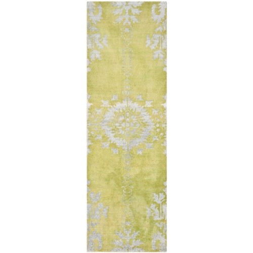 SAFAVIEH  Stone Wash 2'6" X 6' Hand Knotted Rug In Chartreuse