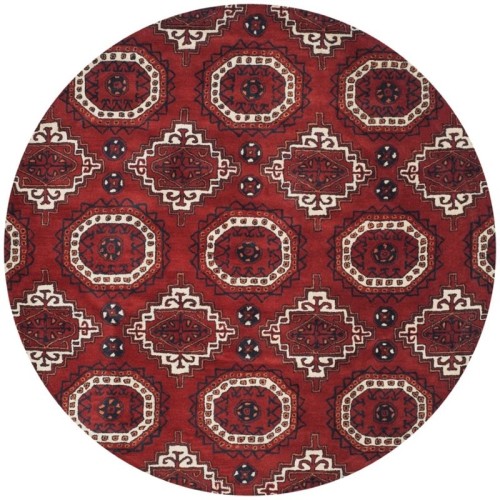 SAFAVIEH  Wyndham 7' Round Power Loomed Acrylic Rug In Red