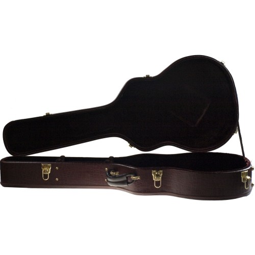 Solo Archtop Style Hardshell Guitar Case, Brown Faux Gatorskin