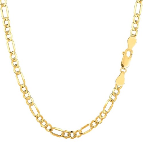 PRICE-HUT  10K 24" Gold Hollow Figaro 3.4 MM Italian Chain With Lobster Clasp Tn7021024 In Yellow