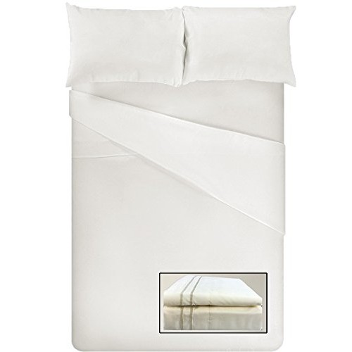 EGYPTIAN COMFORT - Silky Smooth Lightweight Bed Sheet Set - Brushed Micro - Deep Pocket - 3 Piece Set - Twin / Simple - Blanc
