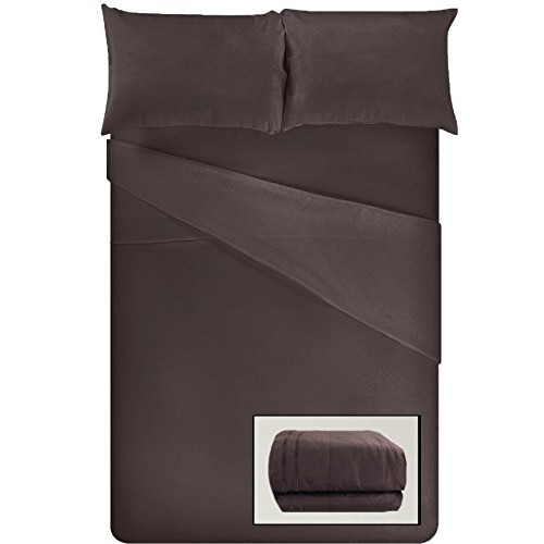 VISCOLOGIC  Egyptian Comfort - Silky Smooth Lightweight Bed Sheet Set - Brushed Micro - Deep Pocket - 4 Piece Set - Double (Full) - In Brown