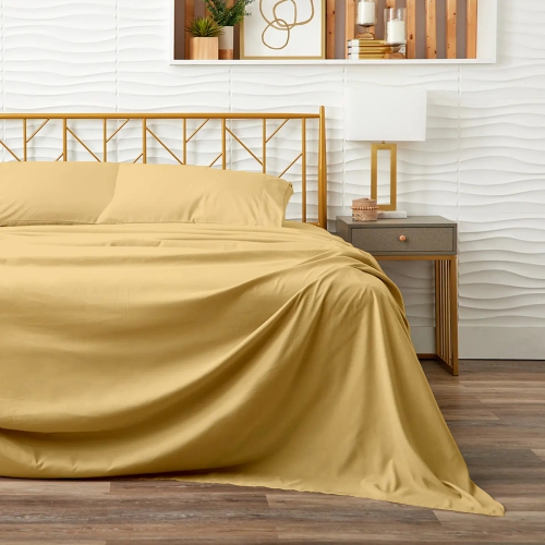 CONFORT ÉGYPTIEN – Ensemble de draps légers soyeux – Micro brossé – Passe profonde – Ensemble de 4 pièces