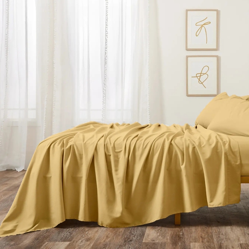 CONFORT ÉGYPTIEN – Ensemble de draps légers soyeux – Micro brossé – Passe profonde – Ensemble de 4 pièces