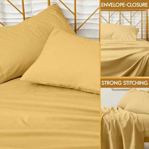 EGYPTIAN COMFORT - Silky Smooth Lightweight Bed Sheet Set - Brushed Micro - Deep Pocket - 4 Piece Set - King Size