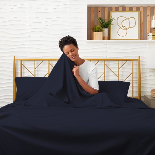 EGYPTIAN COMFORT - Silky Smooth Lightweight Bed Sheet Set - Brushed Micro - Deep Pocket - 4 Piece Set - King Size