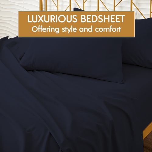EGYPTIAN COMFORT - Silky Smooth Lightweight Bed Sheet Set - Brushed Micro - Deep Pocket - 4 Piece Set - King Size