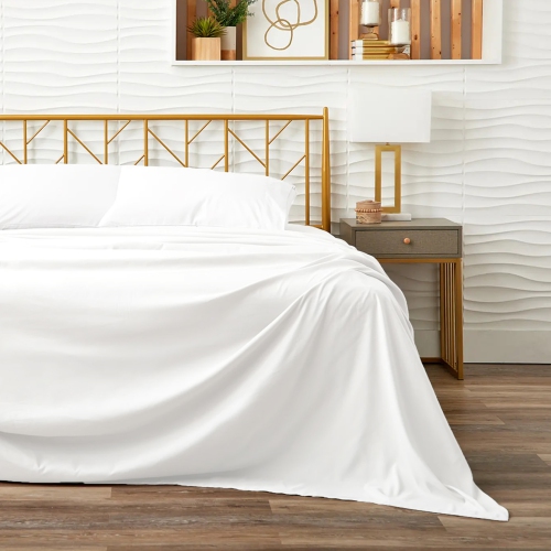 CONFORT ÉGYPTIEN – Ensemble de draps légers soyeux – Micro brossé – Passe profonde – Ensemble de 4 pièces