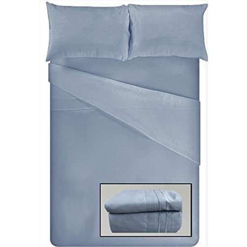 VISCOLOGIC  Egyptian Comfort - Silky Smooth Lightweight Bed Sheet Set - Brushed Micro - Deep Pocket - 3 PCe Set -Single(Twin) - Aqua In Blue