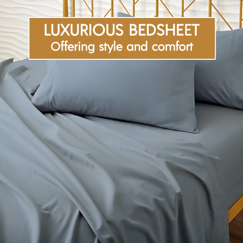 CONFORT ÉGYPTIEN – Ensemble de draps légers soyeux – Micro brossé – Passe profonde – Ensemble de 3 pièces