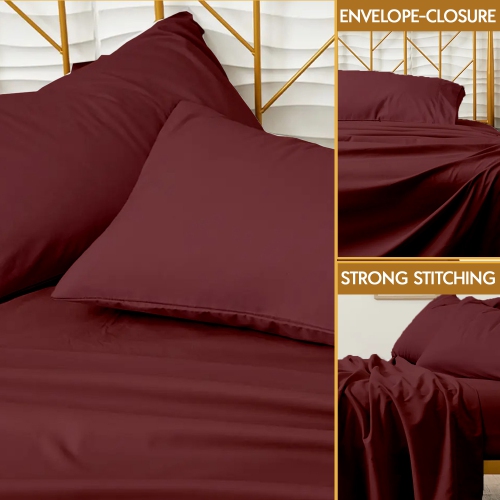 CONFORT ÉGYPTIEN – Ensemble de draps légers soyeux – Micro brossé – Passe profonde – Ensemble de 4 pièces