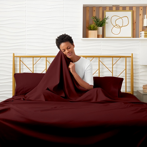 CONFORT ÉGYPTIEN – Ensemble de draps légers soyeux – Micro brossé – Passe profonde – Ensemble de 3 pièces