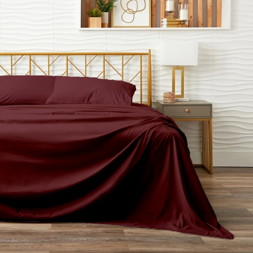 CONFORT ÉGYPTIEN – Ensemble de draps légers soyeux – Micro brossé – Passe profonde – Ensemble de 3 pièces