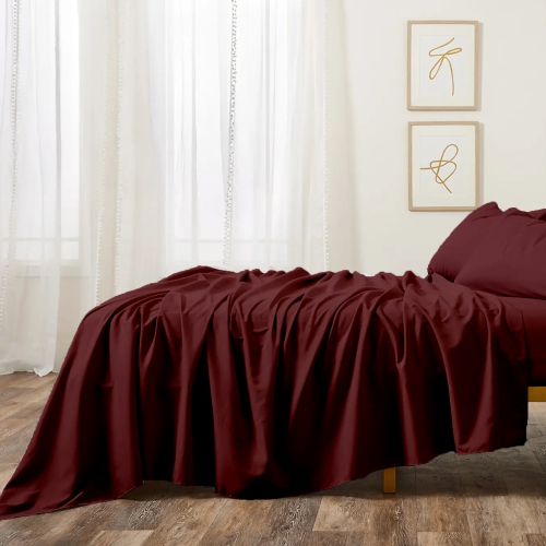 CONFORT ÉGYPTIEN – Ensemble de draps légers soyeux – Micro brossé – Passe profonde – Ensemble de 3 pièces