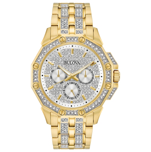 Bulova Mens Octava Quartz Watch 41.5mm Gold-Tone Stainless Steel Case and Bracelet with Silver-White Dial