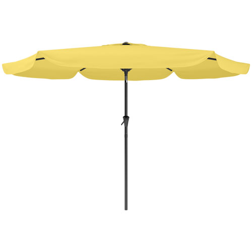 CorLiving Collapsible 10 ft. Circular Patio Umbrella - Yellow