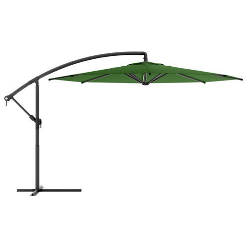 Corliving Full Sized 11 Ft Circular Offset Patio Umbrella Forest Green Best Buy Canada