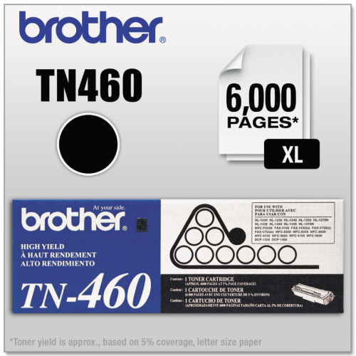Brother TN460 TN-460 Black High Yield Original Toner Cartridge For. HL-1240/1250/1270N, FAX-4750/5750, MFC 8700