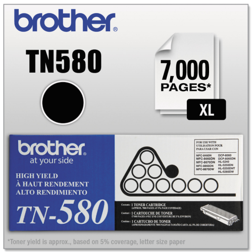 Brother TN580 High Yield Black Original Toner Cartridge, For DCP-8060-8065DN, HL-5240-5280DW, MFC-8460N-8860DN