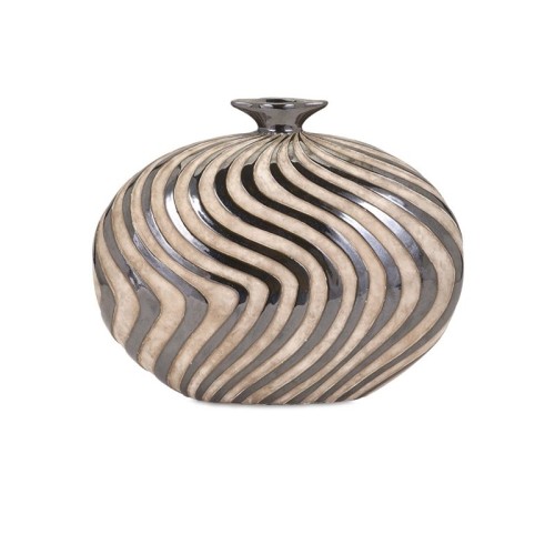 IMAX Corporation Leza Small Swirl Earthenware Vase in Gray