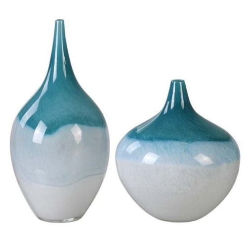 Uttermost Carla Teal White Vases