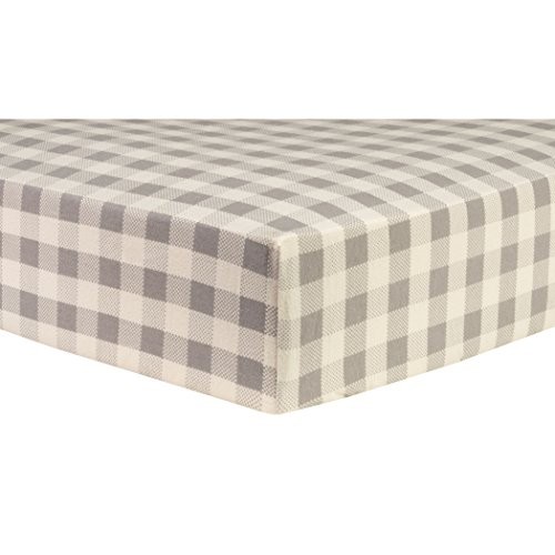 Trend Lab Gray And Cream Buffalo Check Deluxe Flannel Fitted Crib