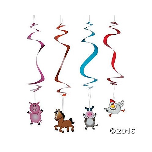 Barnyard Animal Farm Party Hanging Swirl Decorations 12 Pc By