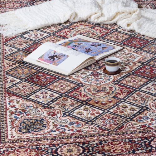 Kerman Mosaic Navy Area Rug 6'7"x9'6"