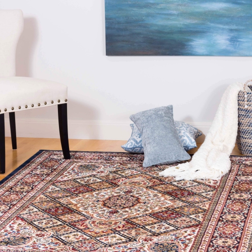 Kerman Mosaic Navy Area Rug 6'7"x9'6"