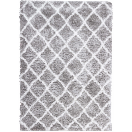 Kerrisdale Grey Lattice Shag Area Rug 2'7"x4'11"