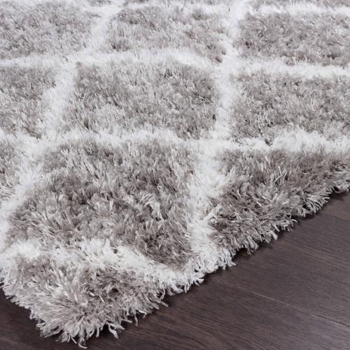 Kerrisdale Grey Lattice Shag Area Rug 3'11"x5'7"