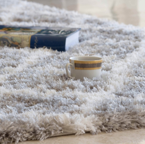 Kerrisdale Grey Lattice Shag Area Rug 3'11"x5'7"