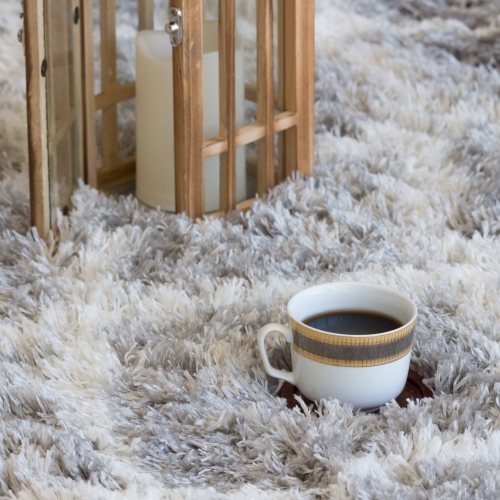 Kerrisdale Grey Lattice Shag Area Rug 3'11"x5'7"