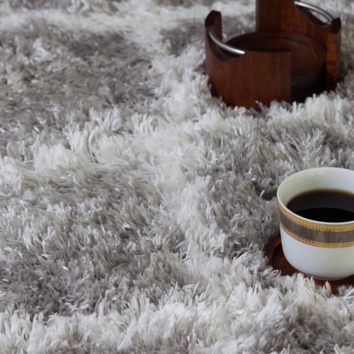 Kerrisdale Grey Lattice Shag Area Rug 3'11"x5'7"