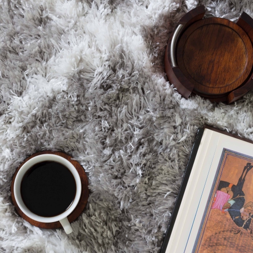 Kerrisdale Grey Lattice Shag Area Rug 3'11"x5'7"