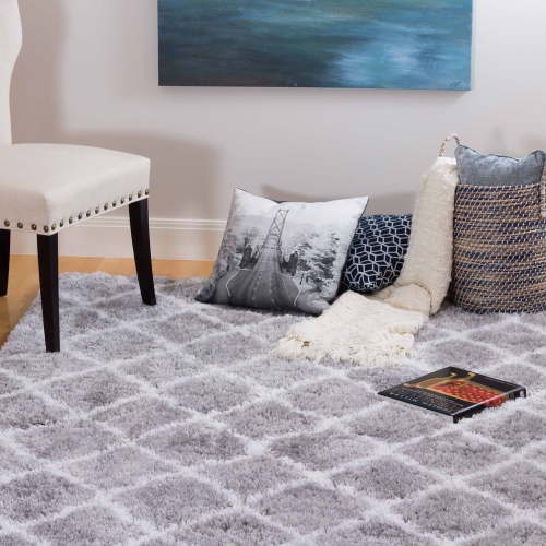 Kerrisdale Grey Lattice Shag Area Rug 3'11"x5'7"