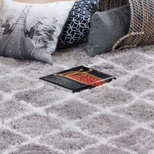 Kerrisdale Grey Lattice Shag Area Rug 3'11"x5'7"