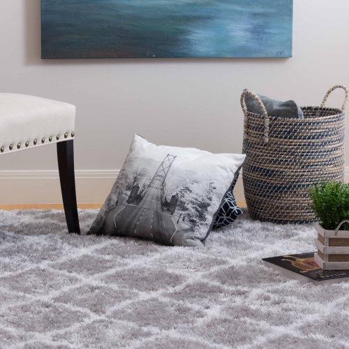 Kerrisdale Grey Lattice Shag Area Rug 3'11"x5'7"