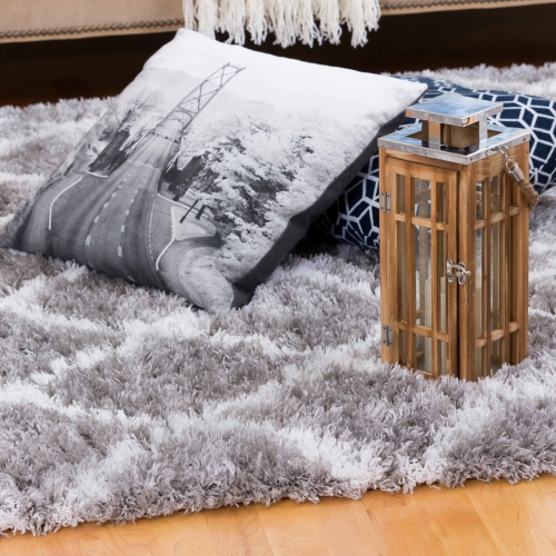 Kerrisdale Grey Lattice Shag Area Rug 3'11"x5'7"