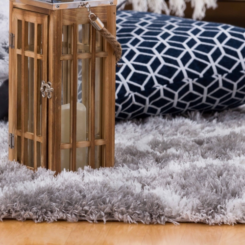 Kerrisdale Grey Lattice Shag Area Rug 6'7"x9'6"