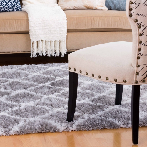 Kerrisdale Grey Lattice Shag Area Rug 6'7"x9'6"