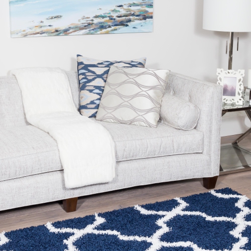 AG Home Victoria Lattice 5'3" x 7'7" Shag Area Rug - Navy